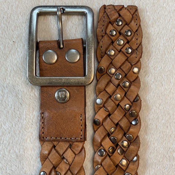 Buckle brand Brown studded Leather Braided Belt Sz S - Picture 2 of 6